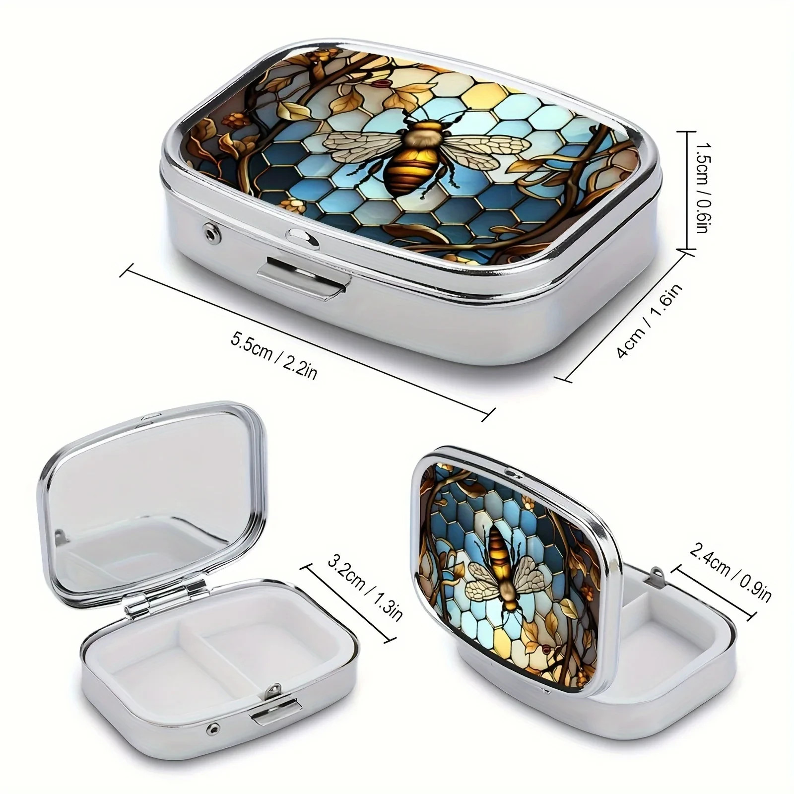 Pill Box 2 Compartment Medicine Pill Case Portable Pill Holder for Pocket/Purse