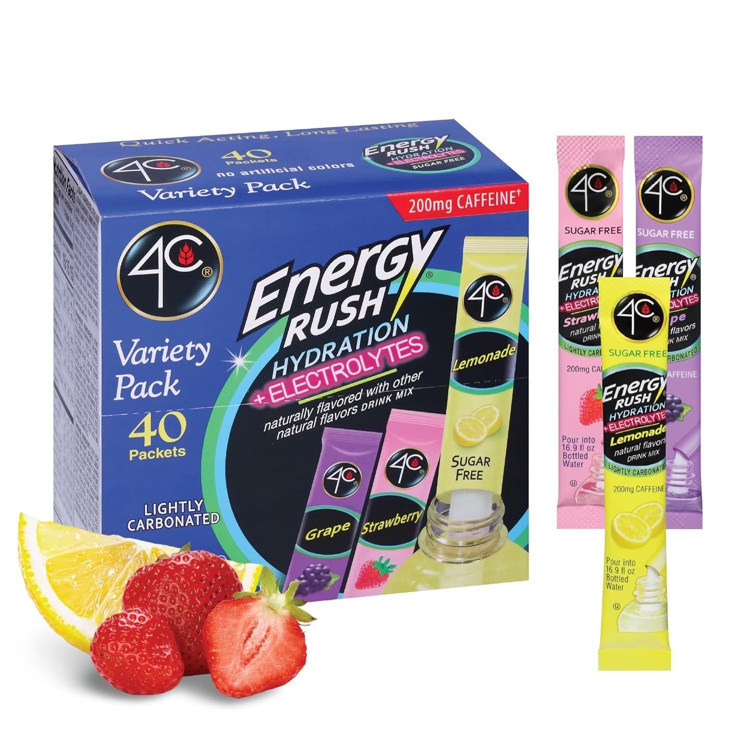 40 Count Energy Rush Stix with Electrolytes – Delicious Flavors for Gym & Travel
