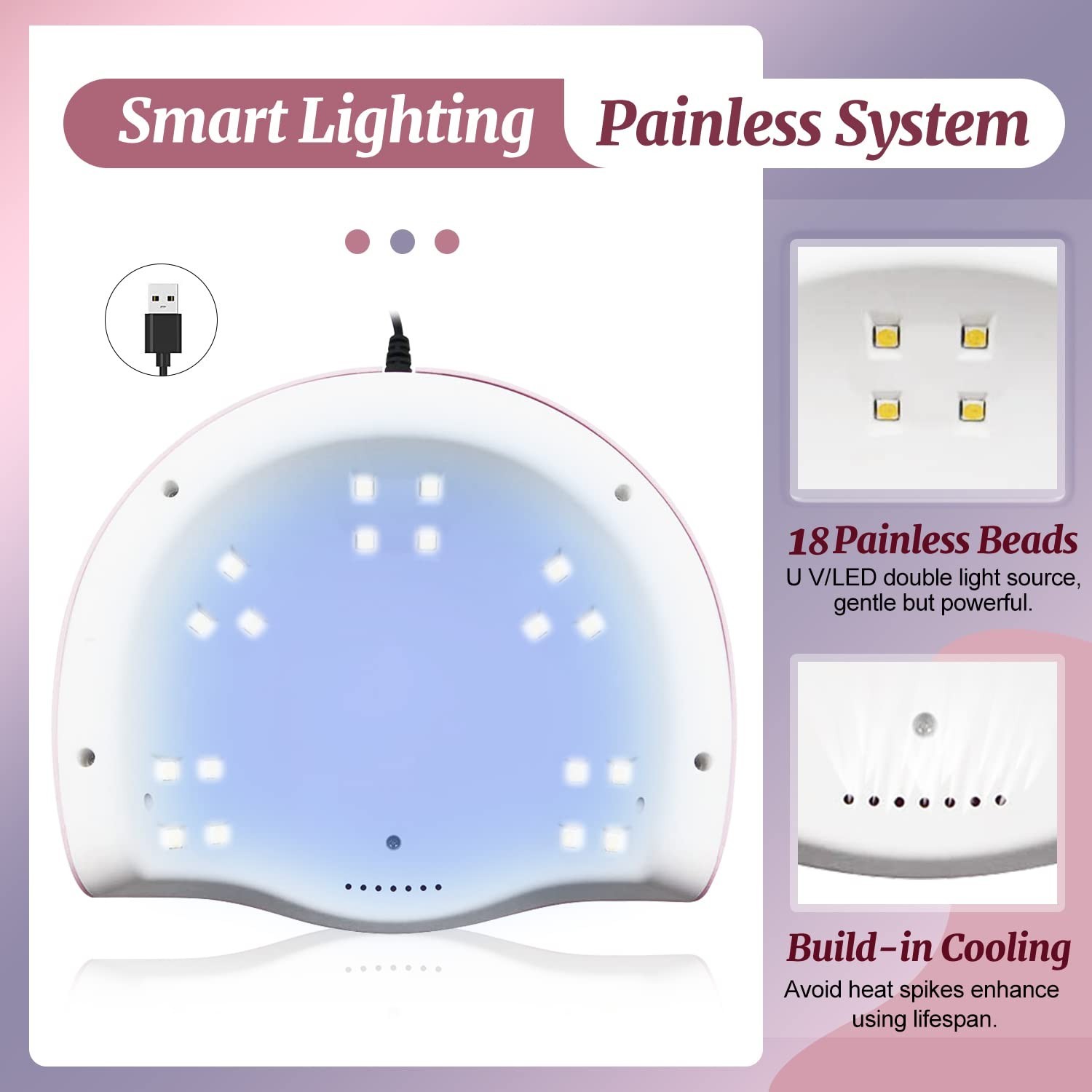 Efficient UV LED Nail Lamp for Curing Gel Polish – 3 Timers and LCD Display!