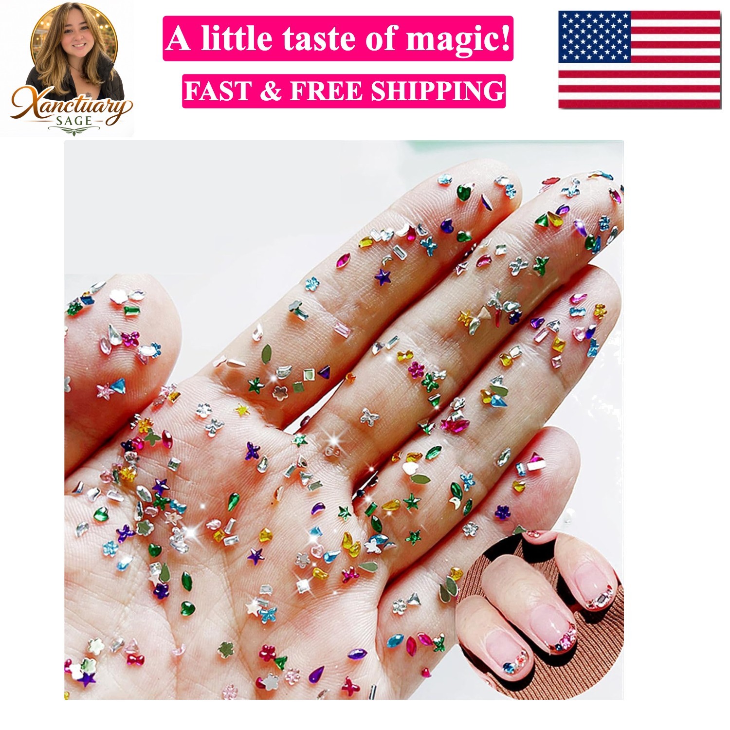2000PCS Colorful Rhinestones Nail Art Charms Multi Shape Crystal Flat Back Na…