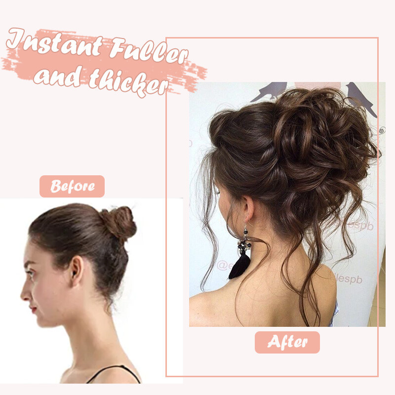 Natural Curly Messy Bun Hair Piece Scrunchie Updo Claw Clip in Hair Extensions U