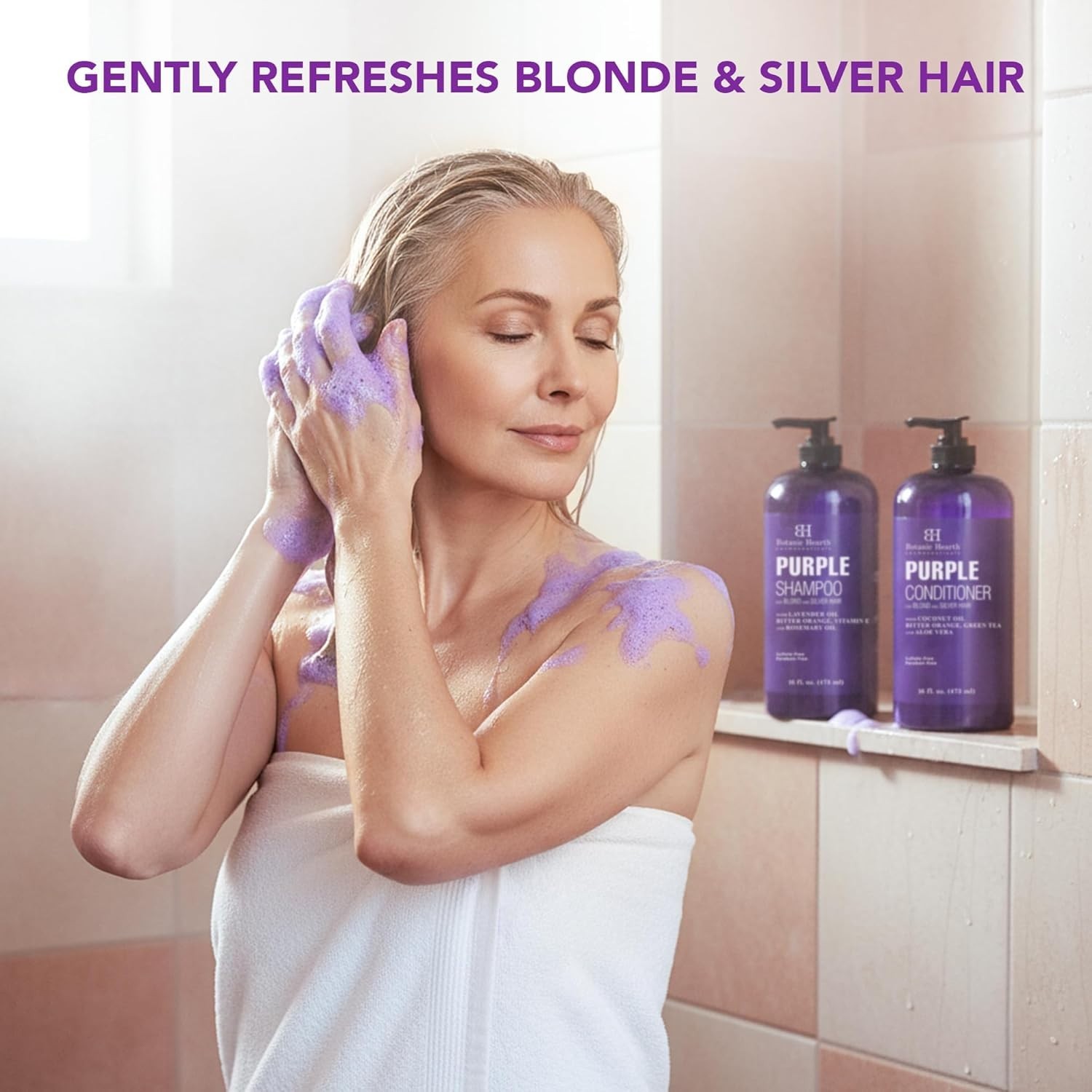 Deep Moisturizing Purple Shampoo & Conditioner Set – Color Enhancement 16 Fl Oz