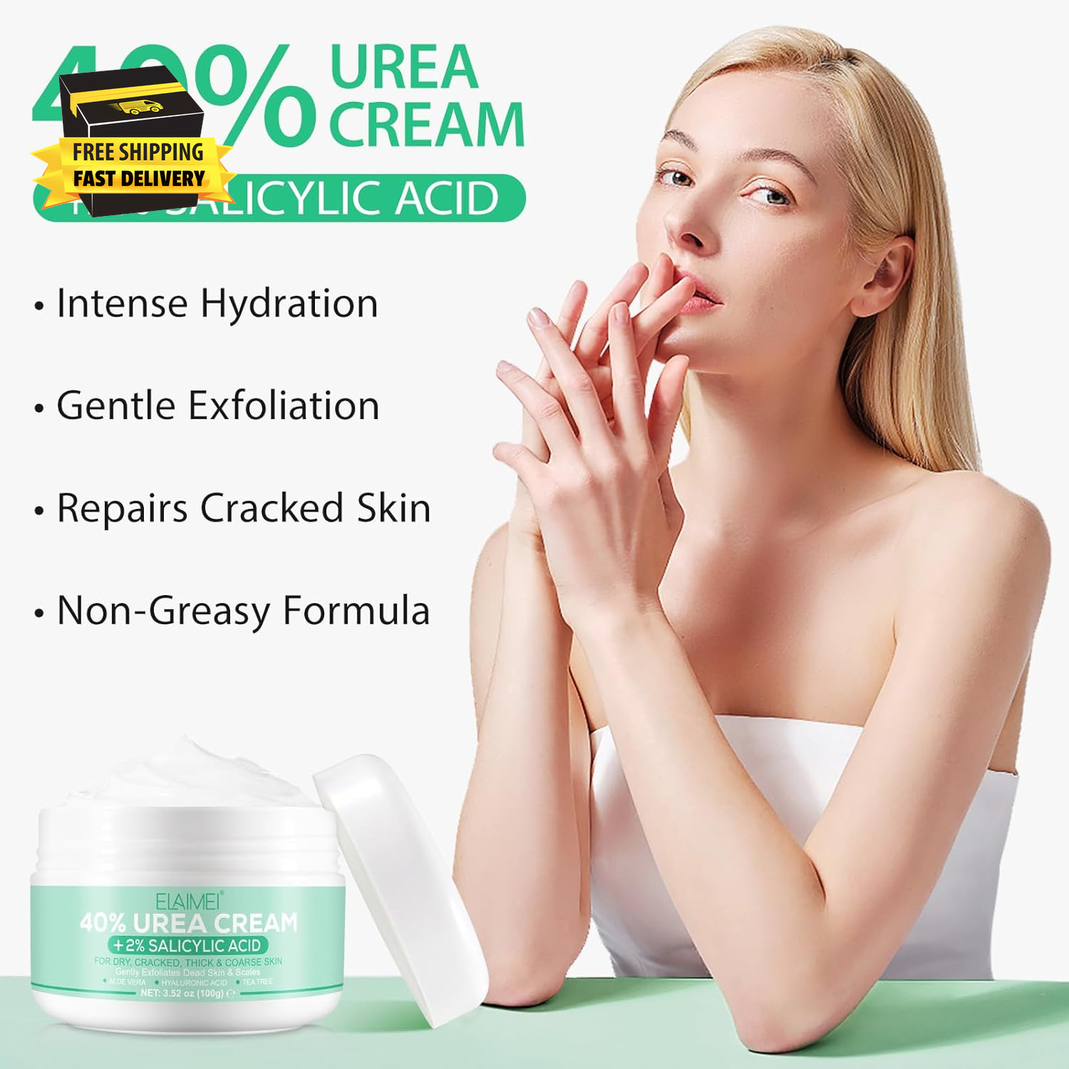 Urea Cream 40 Percent for Feet Maximum Strength-Urea Foot Cream 40% for Dry Crac
