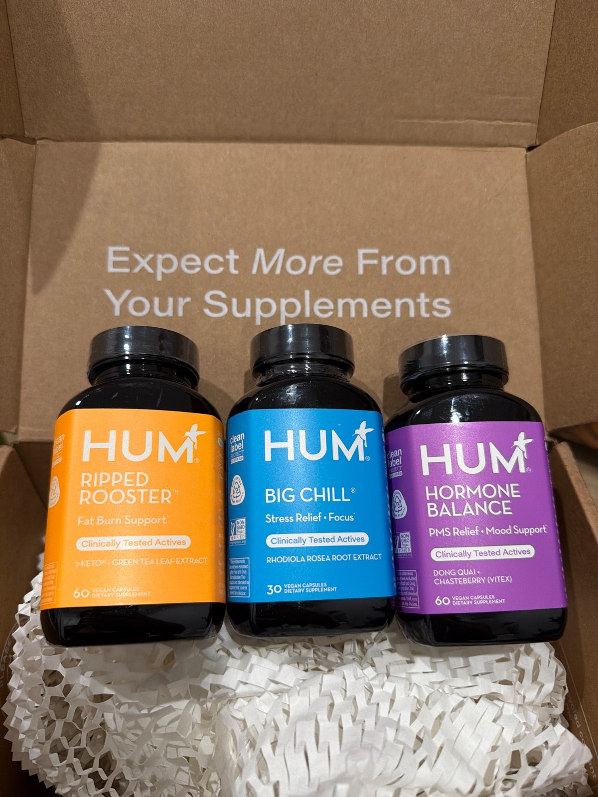 HUM Ripped Rooster/Hormone Balance/Big Chill Supplements -Sealed New