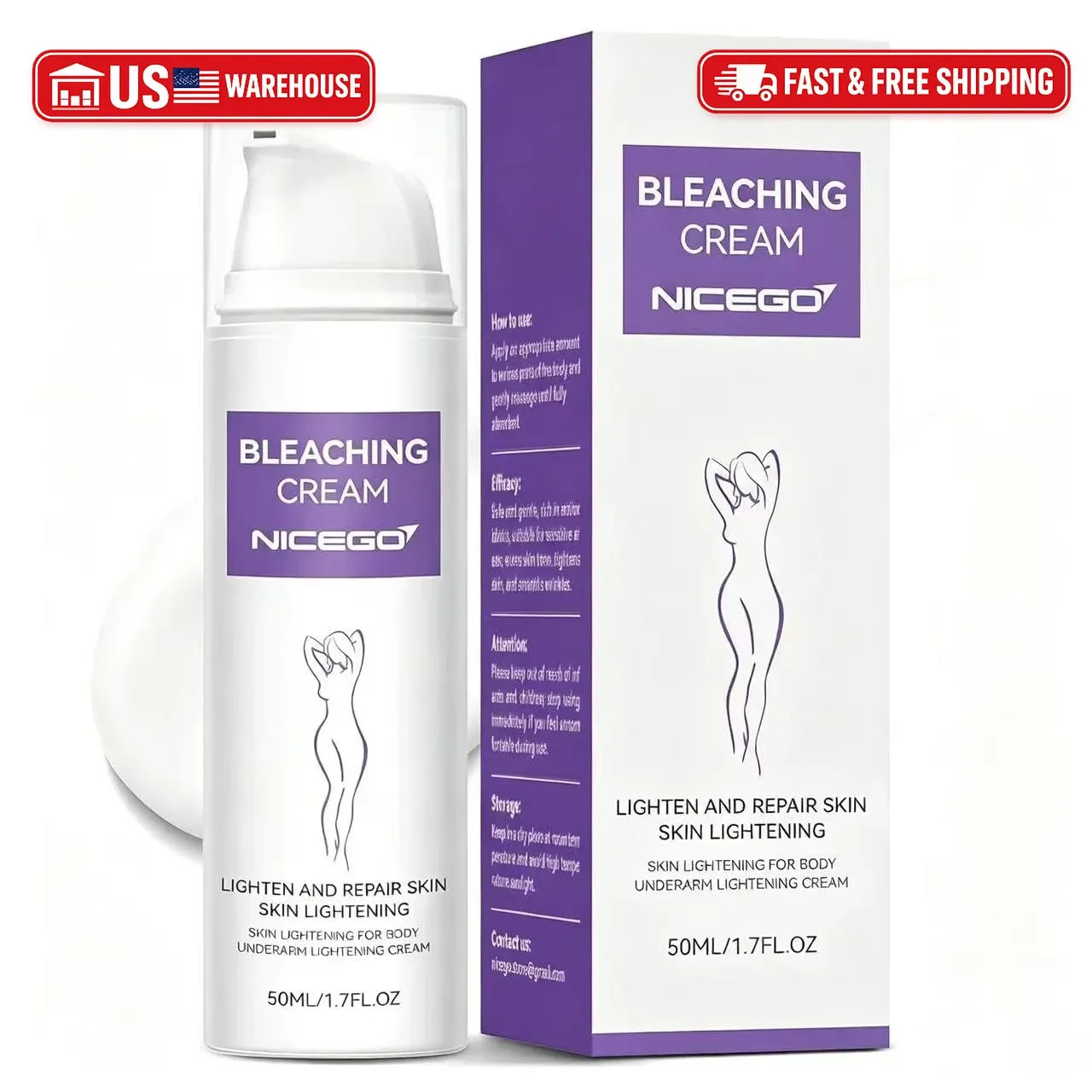 Skin Bleaching Cream, Arbutin Dark Spot Remover for Body, Lightening Cream for U