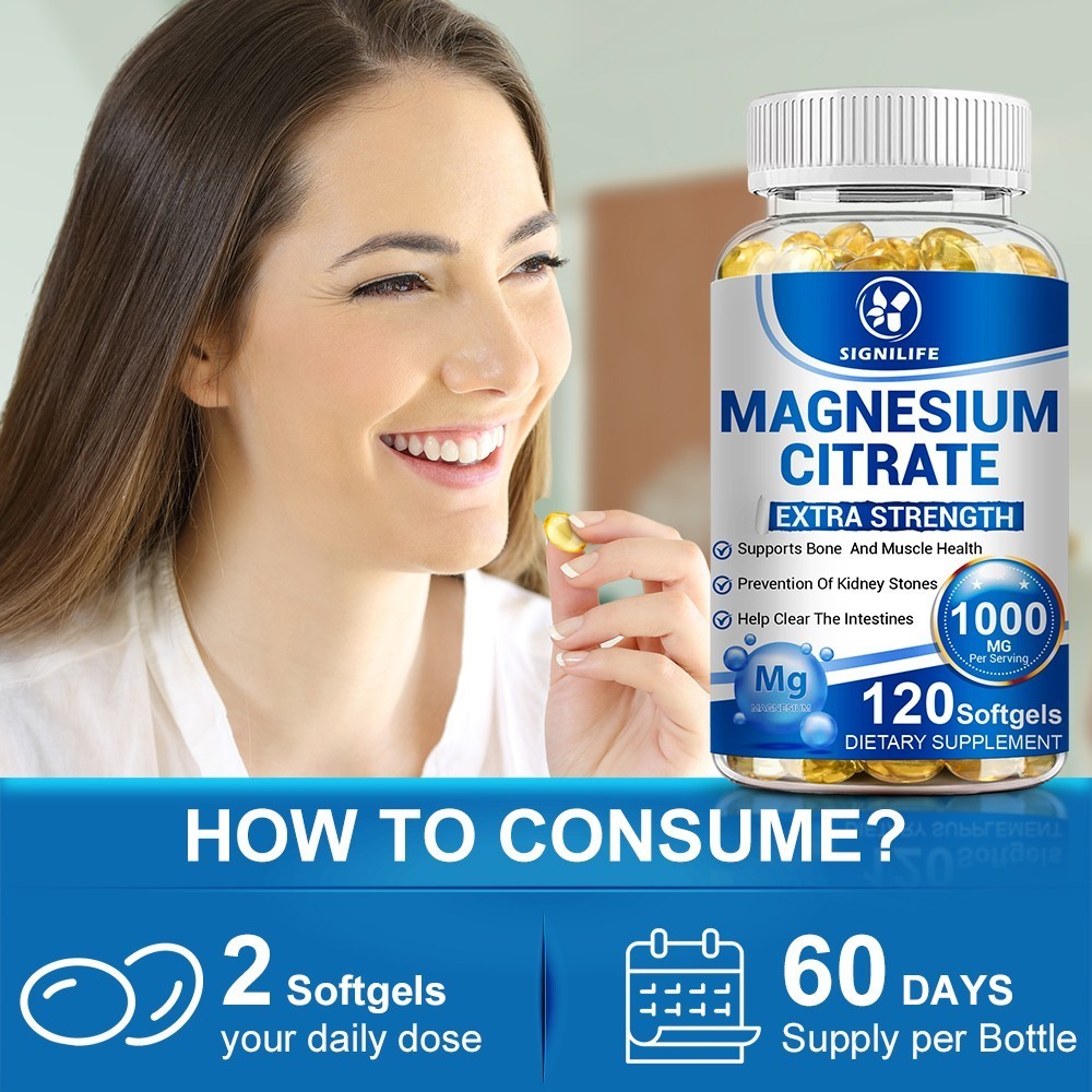 Magnesium Citrate Capsules 1000mg Per Serving – Highest Potency 120 Capsules