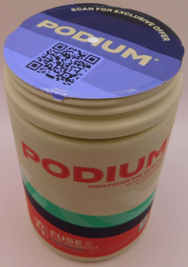 Podium Fuse Pre Workout, 25 Servings Blue Razz Slushie 14.90oz Exp: 3/27+ New