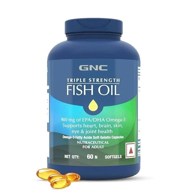 GNC 1500 MG Triple Strength Fish Oil Omega 3 Cap for Men & Women 60 Softgels