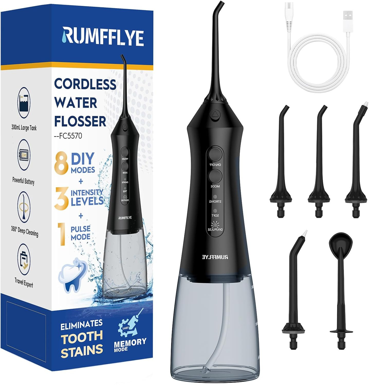 Water Dental Flosser Teeth Pick 300ML Portable Cordless Oral Irrigator for Teeth