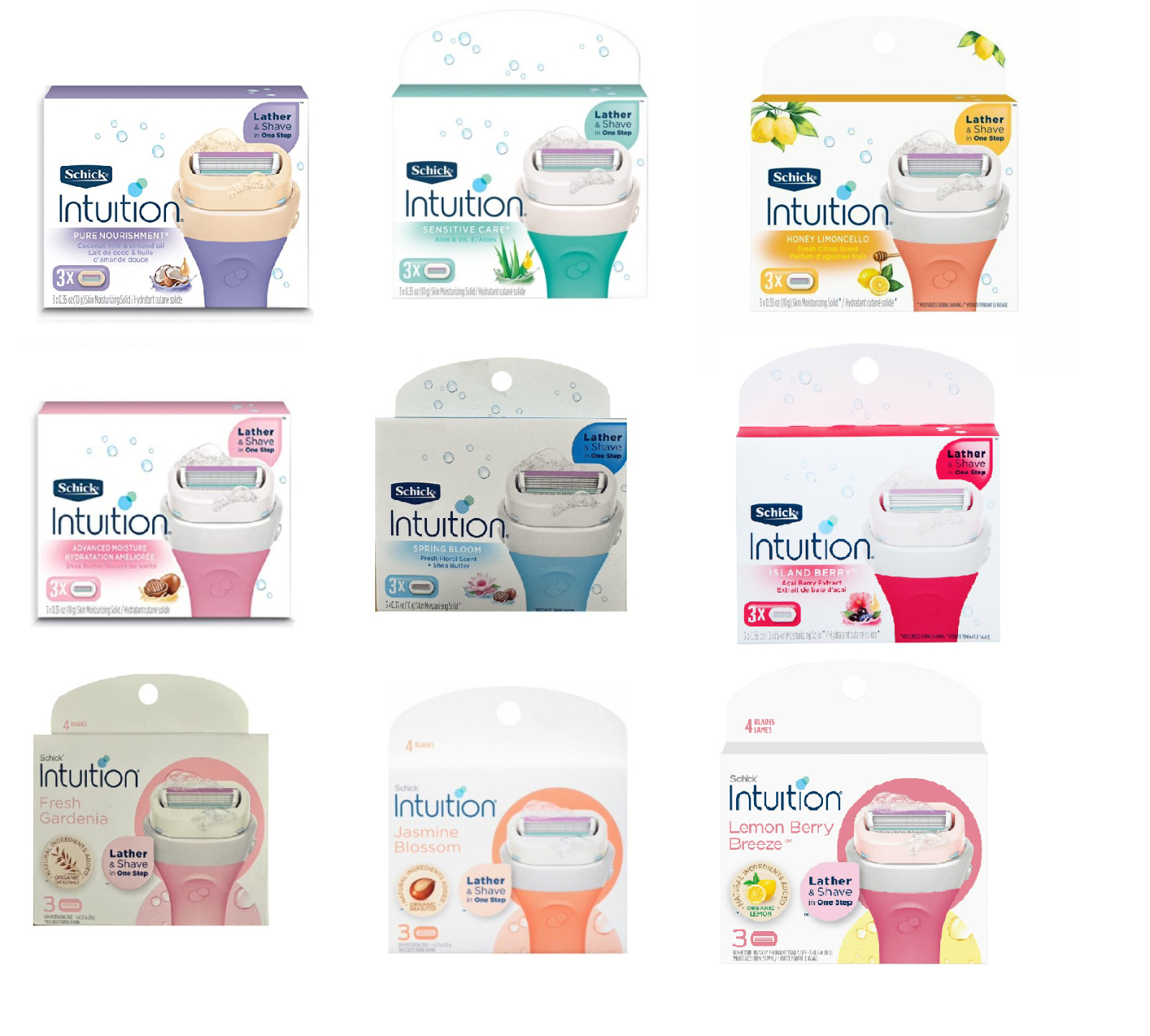 Schick Intuition Womens Razor Refill Blade Cartridges – Choose Scents!