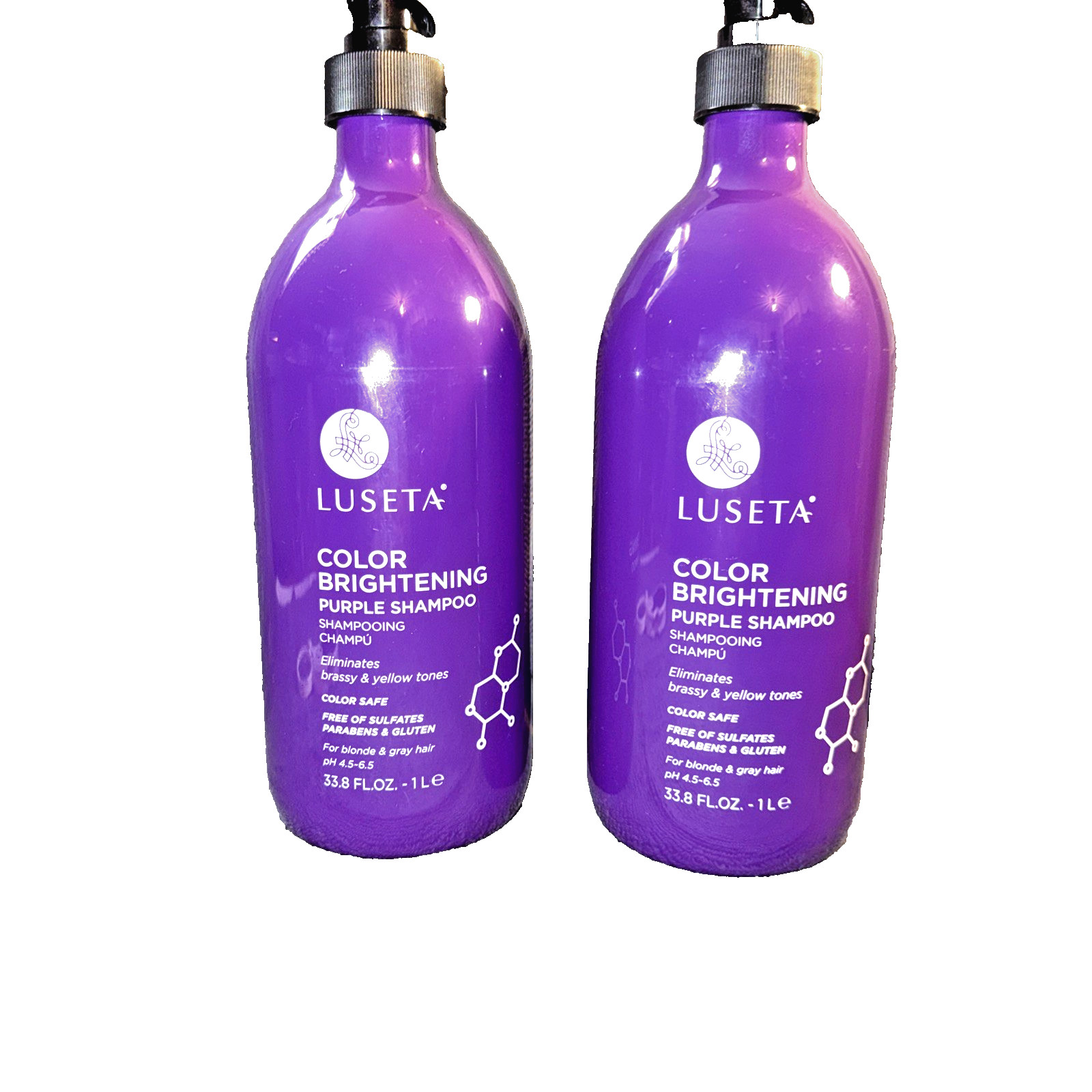 2 Bottles Luseta ~ Color Brightening Purple Shampoo for Blonde & Gray Hair 33.8