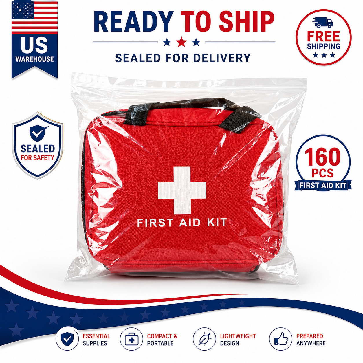 First Aid Kit Home Office Car Camping Hiking – 160 Piece