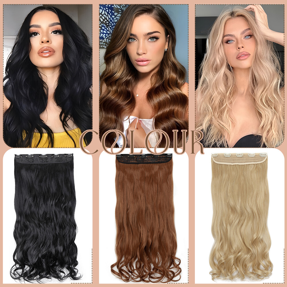 100% Natural Synthetic Hair Long Full Head Clip in on Hair Extensions Thick 145g