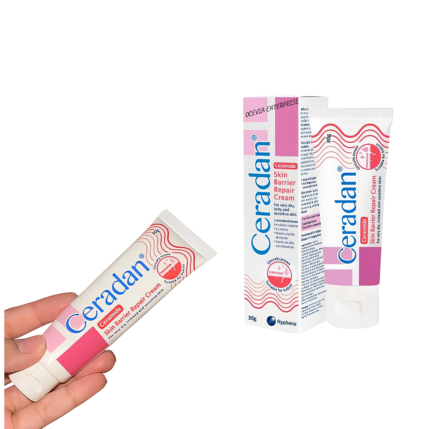 1pcs Ceradan Moisturising Wash 30ml & 1pc Skin Barrier Cream 30g Travel Size Set