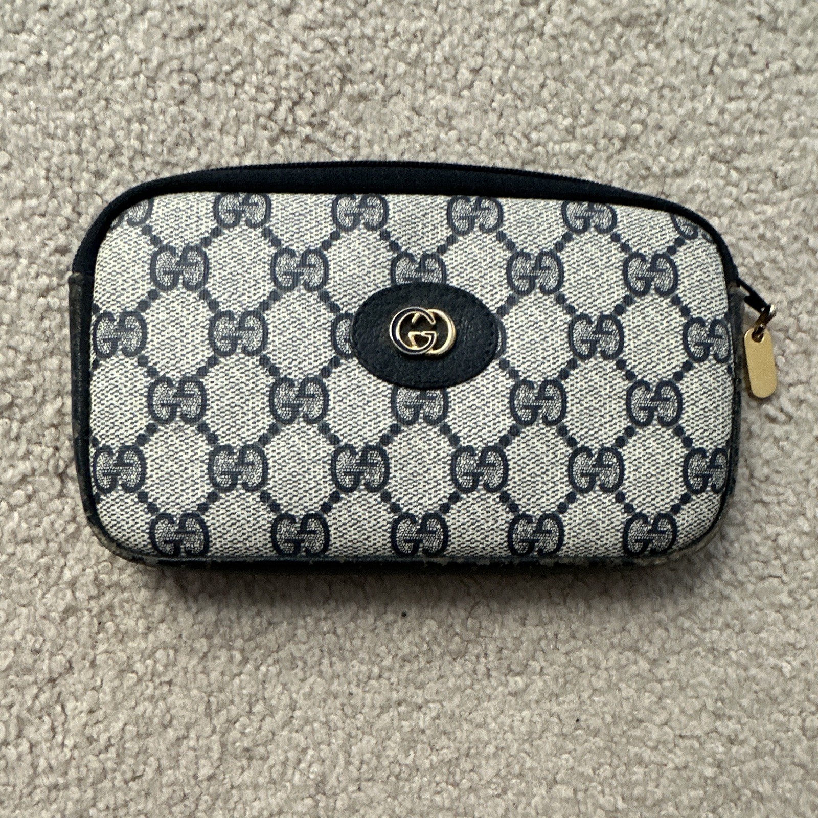 Gucci GG Monogram Zipper Makeup Bag Pouch Small Case Beige Blue Black