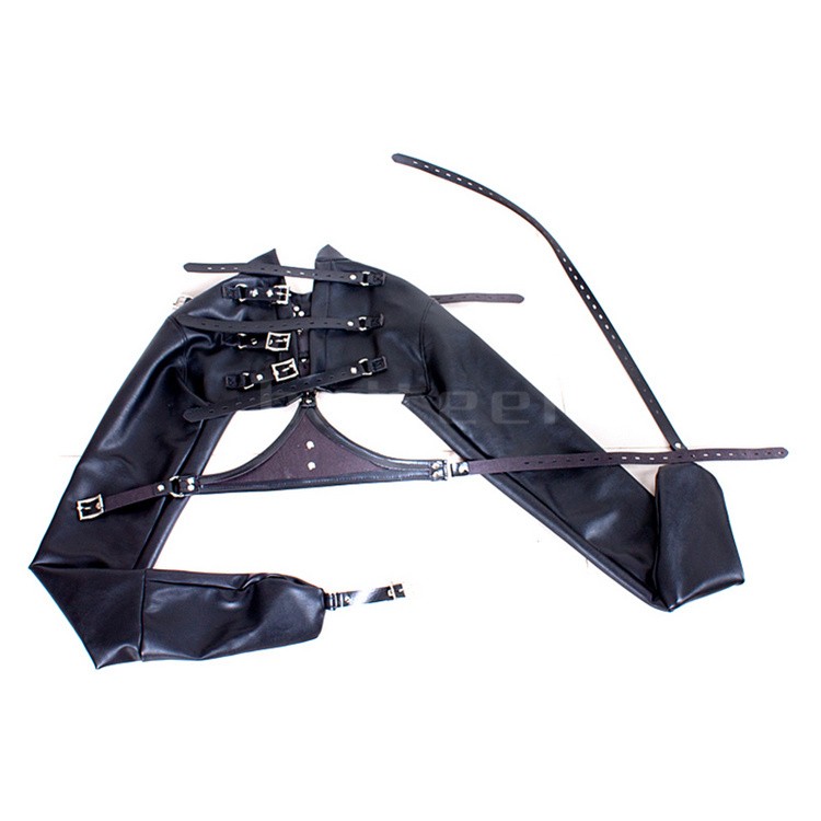 PU Leather Straight Jacket BDSM Bondage Harness Tight Adjustable Women Slave