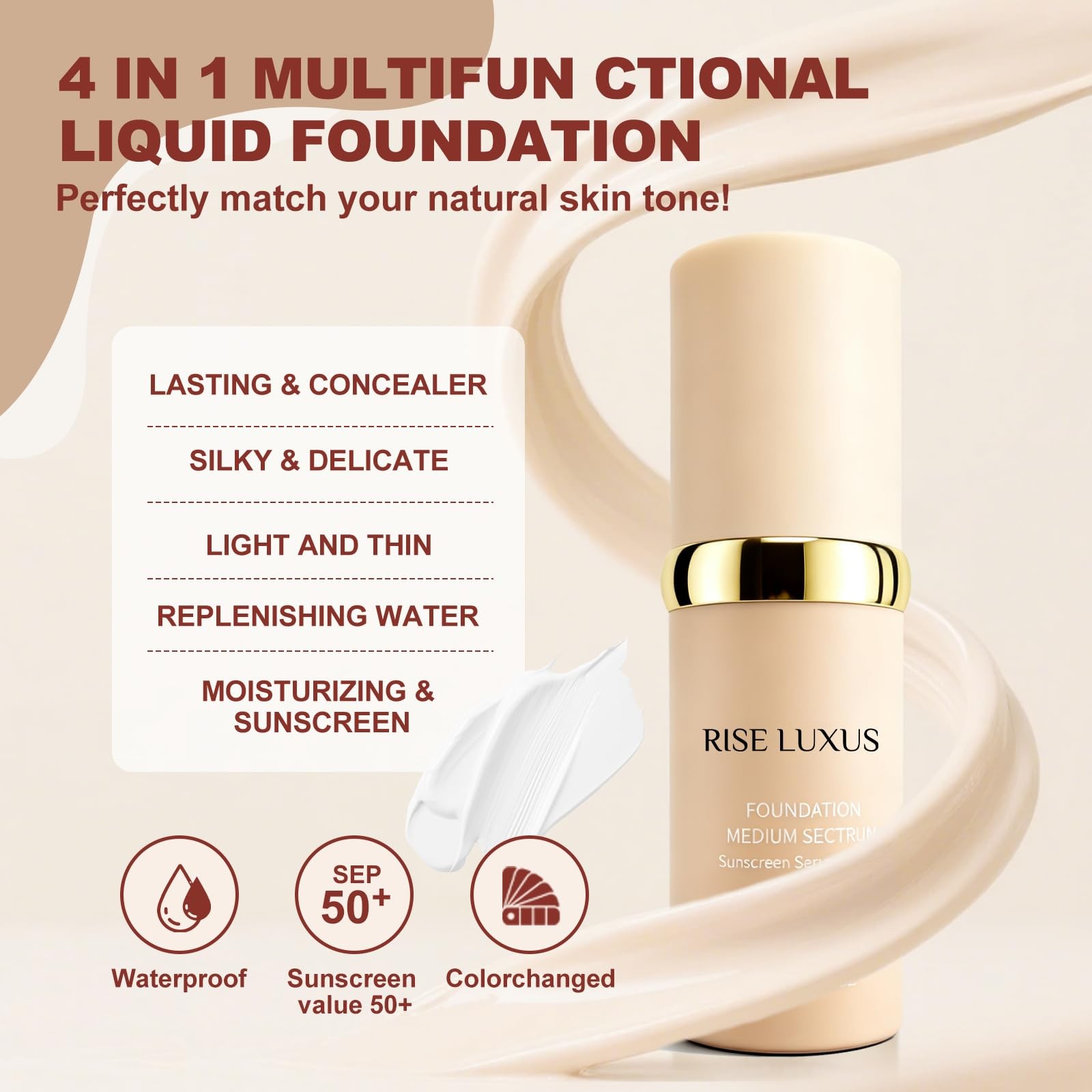 Ultrablend 4 in 1 Foundation Liquid SPF50 Skin Tone Matching Hydrating Makeup