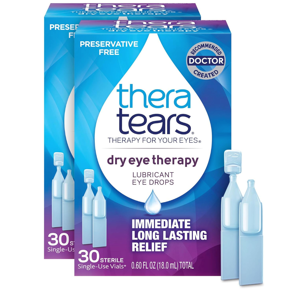 TheraTears EXTRA Dry Eye Therapy Lubricant Eye Drops 30 Sterile Vials Ea 2 Boxes