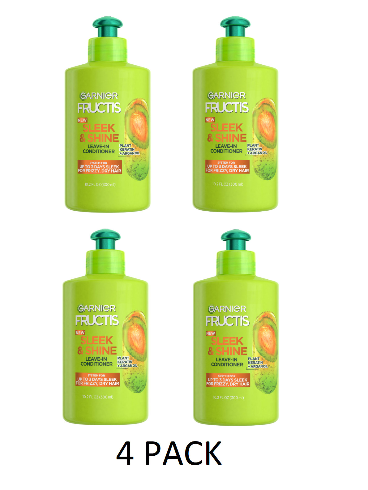 4 PACK Garnier Fructis Sleek & Shine Leave-in Hair Conditioner, 10.2 fl oz US