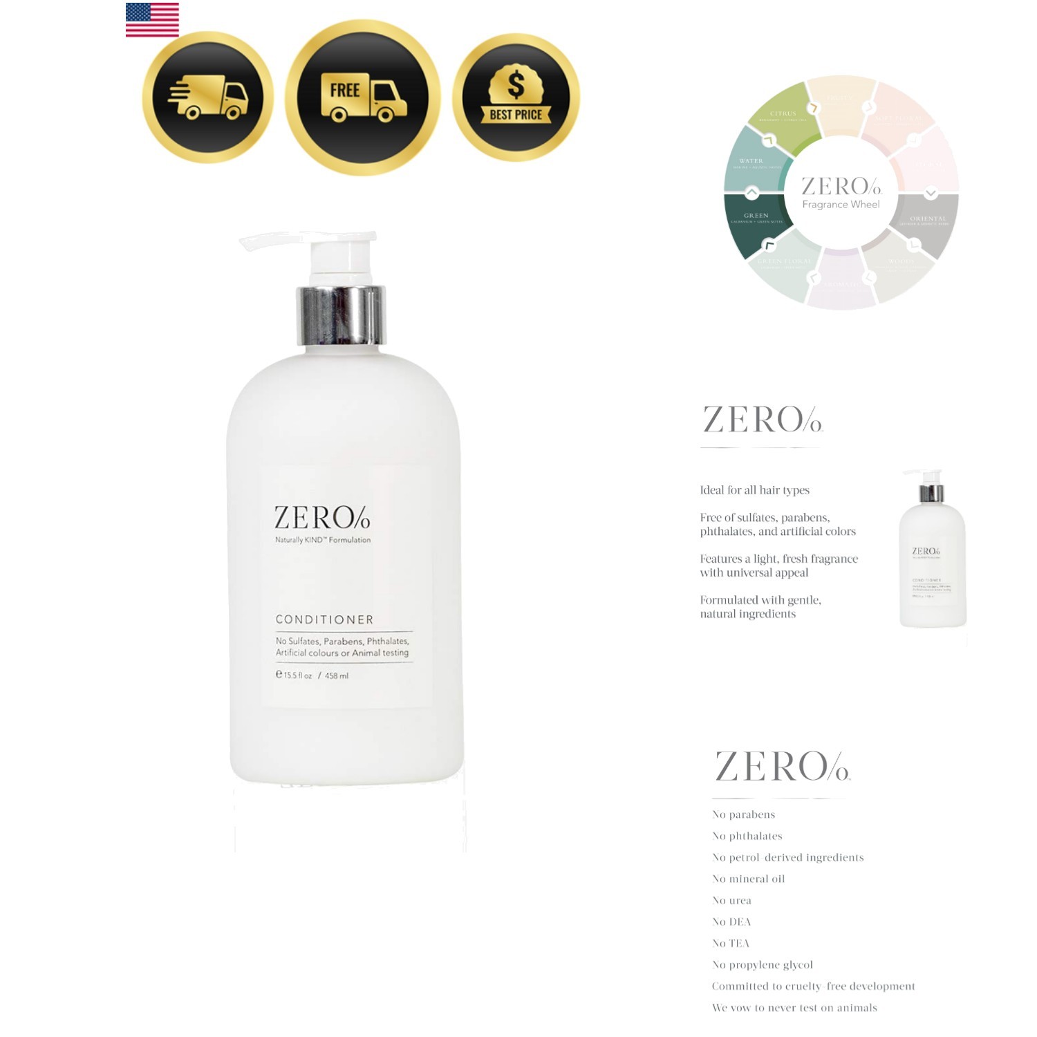 Conditioner Zero% Collection Conditioner, 15.5oz