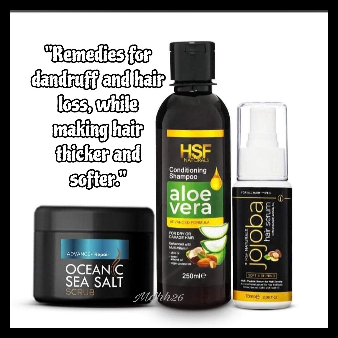 HSF Naturals Anti Dandruff Hair Fall Treatment Set Aloe Vera Shampoo Serum Scrub