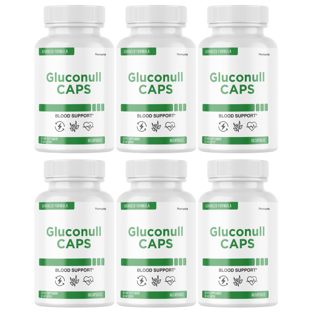 Gluconull Caps Gluco Null for Blood Sugar & Pressure Support – 6 Bottles