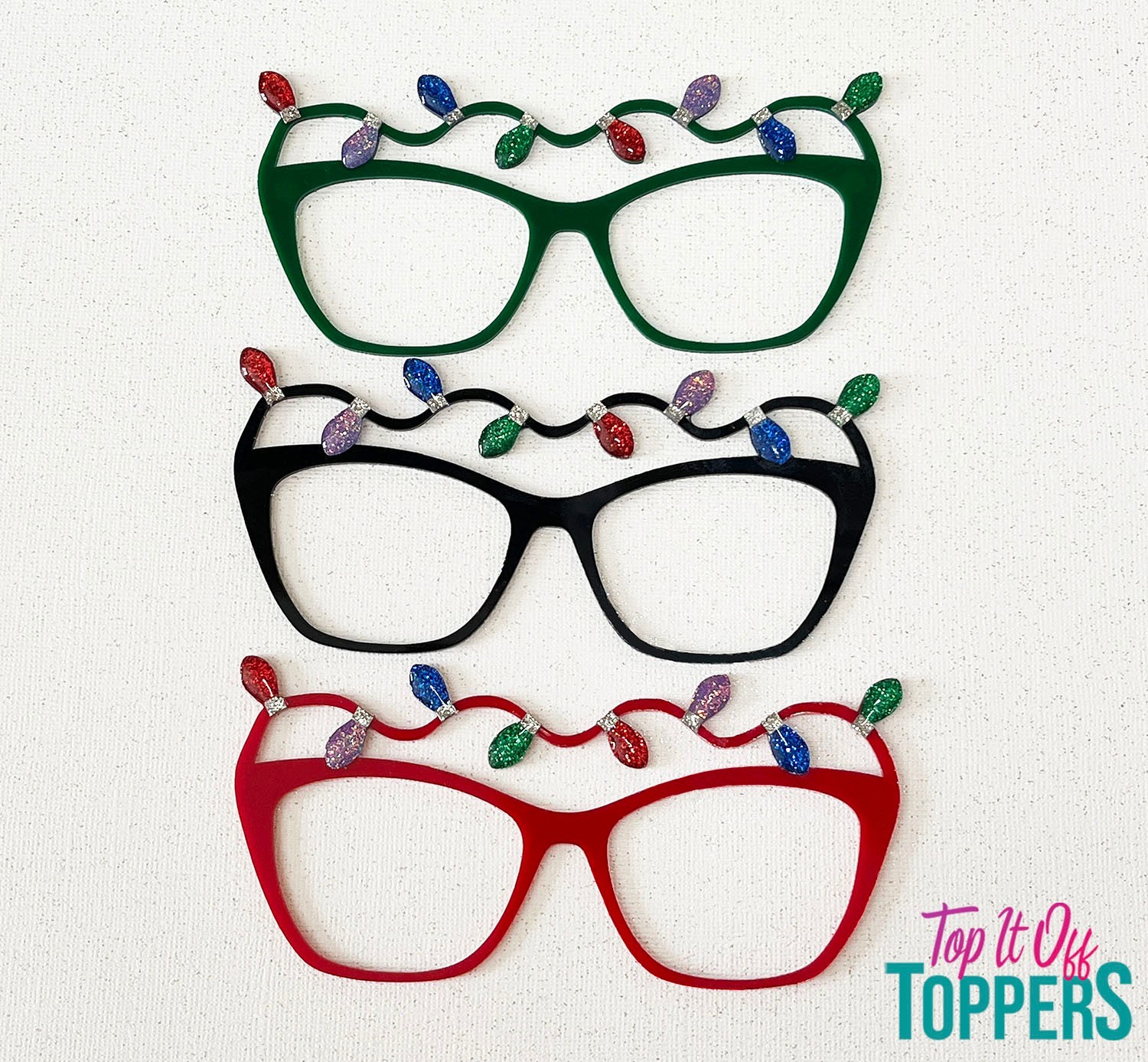 Christmas Lights Decorative Topper – Pair Eyewear Compatible Frame Toppers
