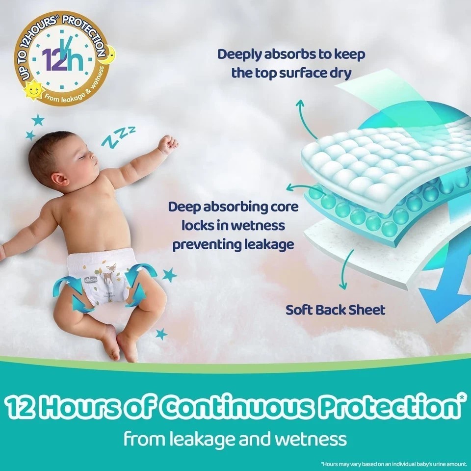 Chicco Comfy-Pro Pant Style Baby Diapers Medium, 30 Count