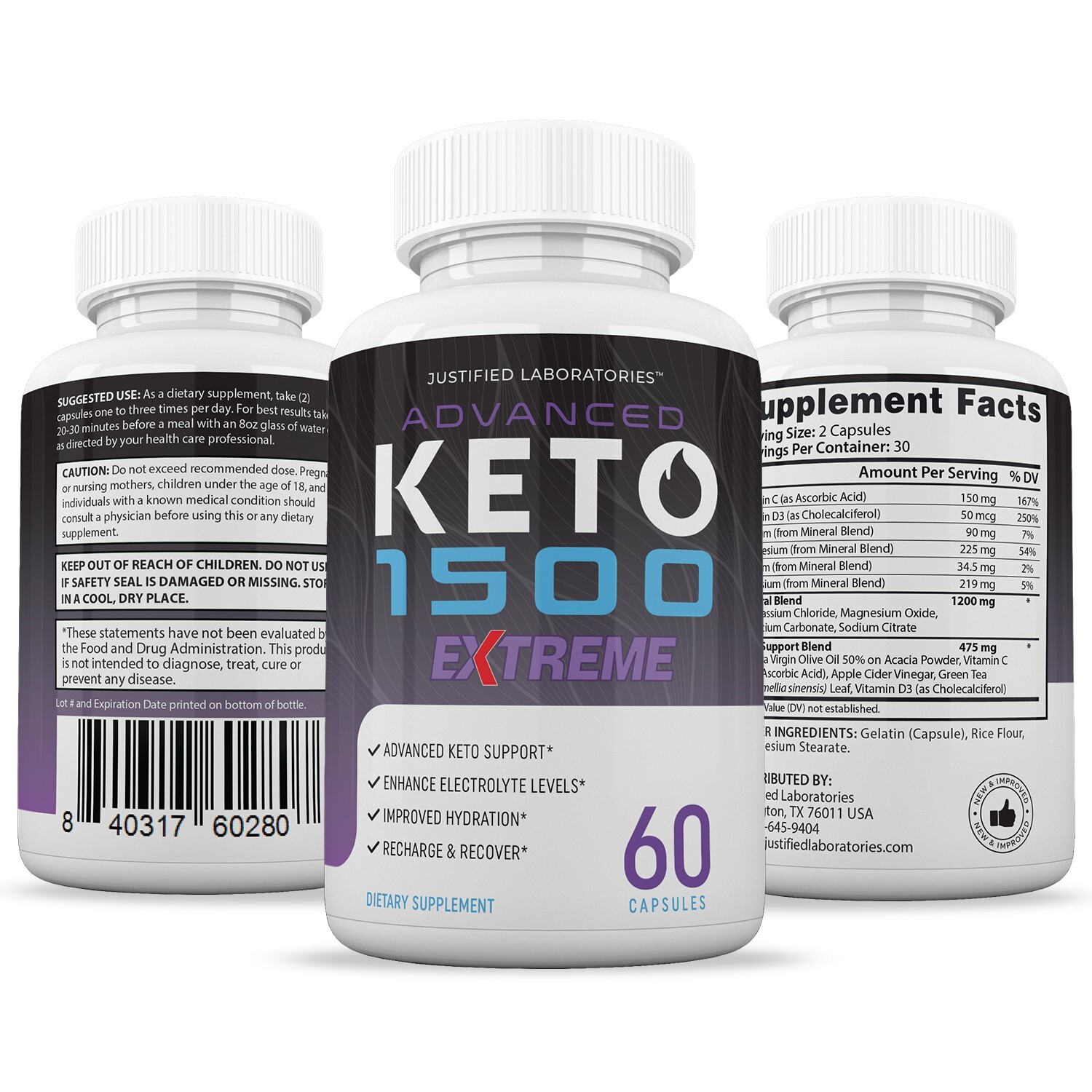 Advanced Keto 1500 Keto ACV Pills Extreme 1675MG New Improved Formula 2 Pack