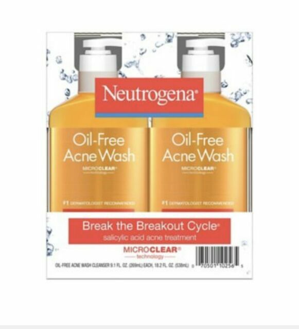 Neutrogena Oil-Free Acne Wash Microclear Technology – 9.1 fl oz, Pack of 2