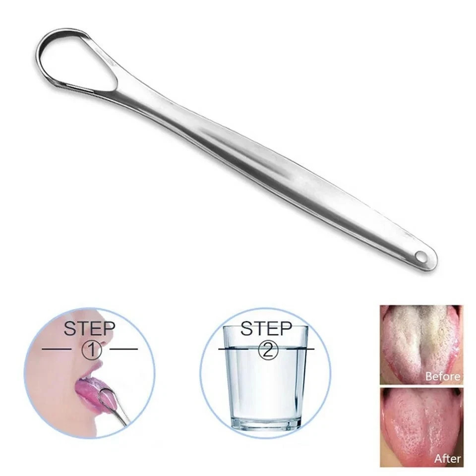 Reusable Portable Stainless Steel Tongue Scraper for Fresh Breath