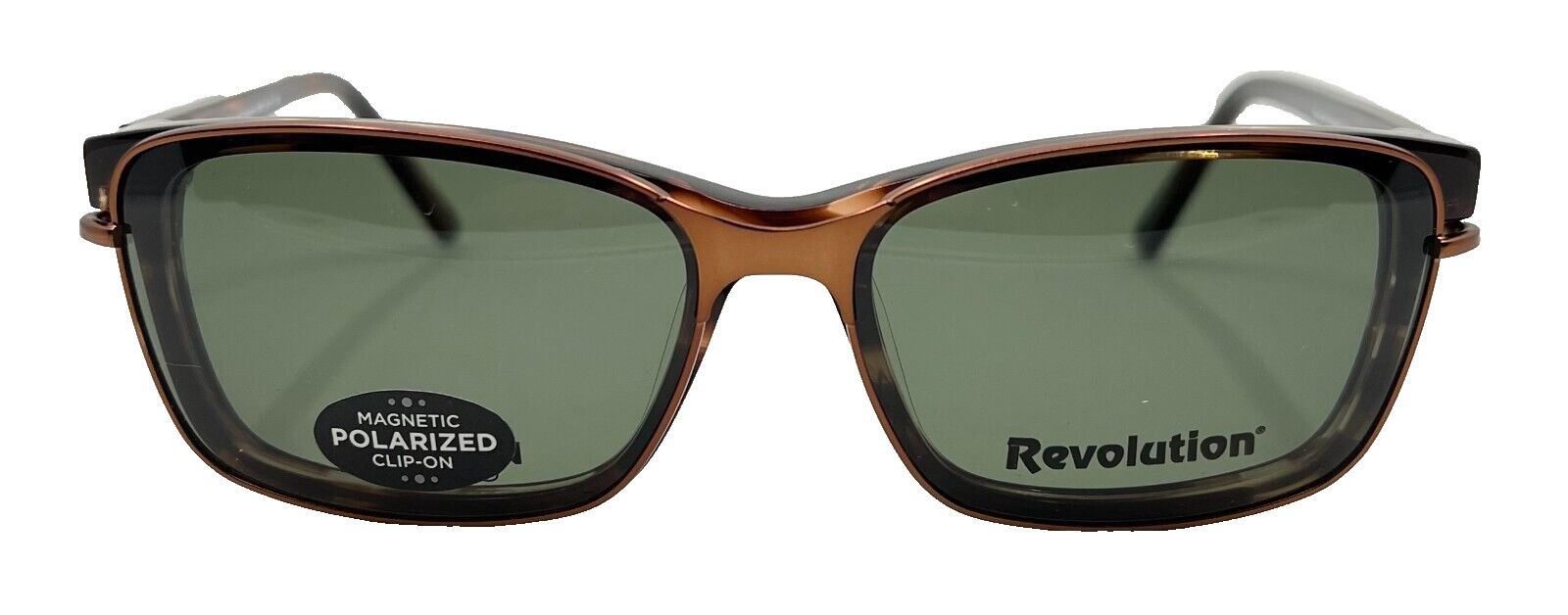 REVOLUTION – HOBOKEN BRN 52/17/140 – BROWN – NEW EYEGLASSES W/ SUNGLASSES CLIP