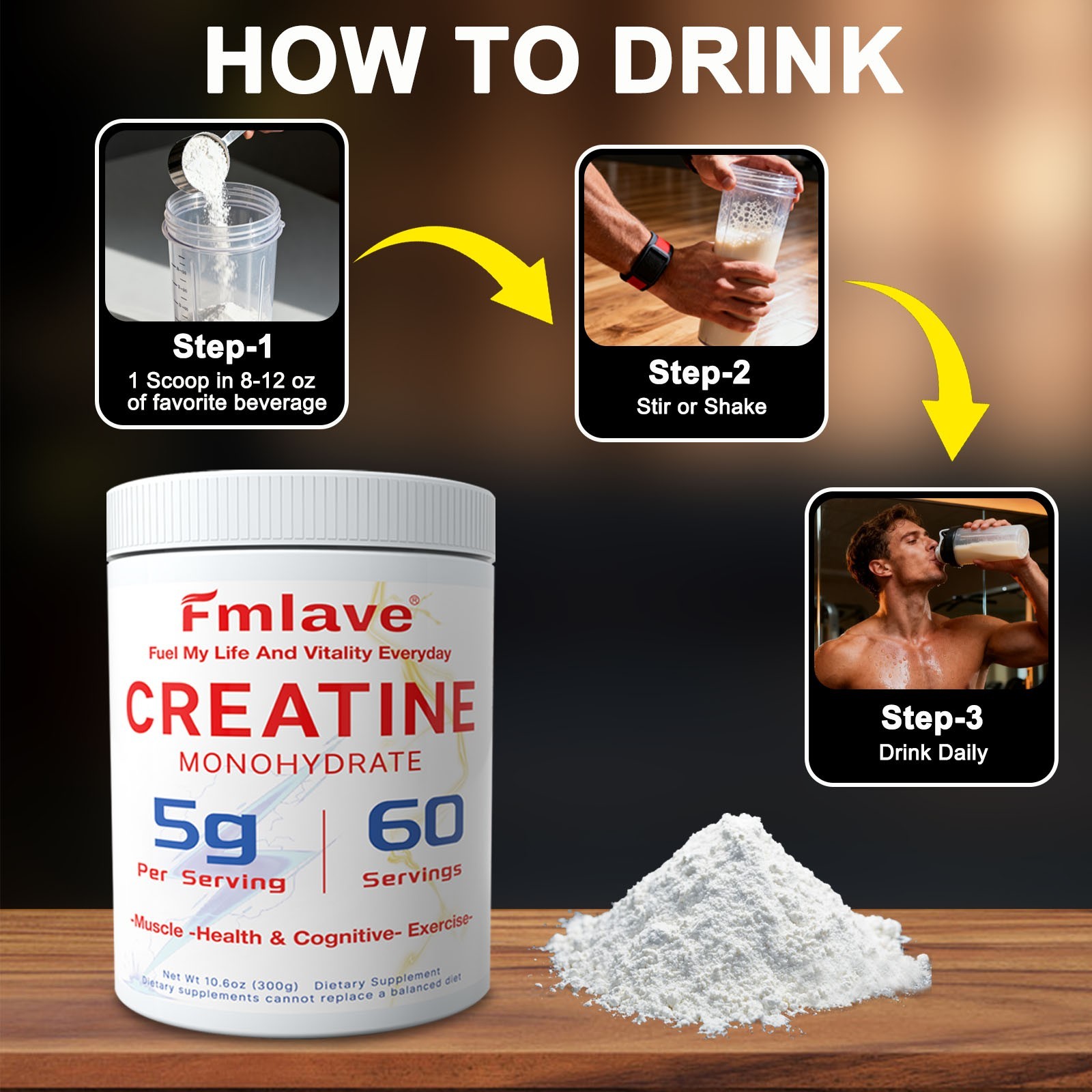 Creatine Monohydrate Micronized Powder 3x 300G – 3x 60 Servings – Unflavored 3pc