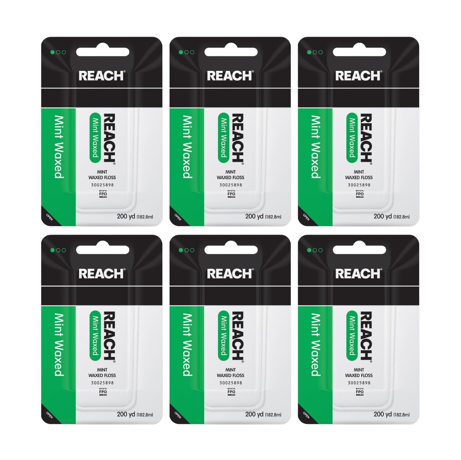 Waxed Dental Floss Mint – Shred Resistant, Deep Cleaning, Easy to Use, 6 Pack, 2