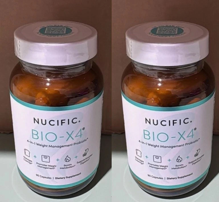 Nucific BIO-X4 – 4 in One Probiotic Digestive Weight Support 90 Capsule 2 Bottle