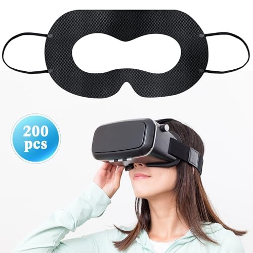 200 Pcs Disposable VR Face Mask Breathable Cover for VR Nonwoven Fabric Black