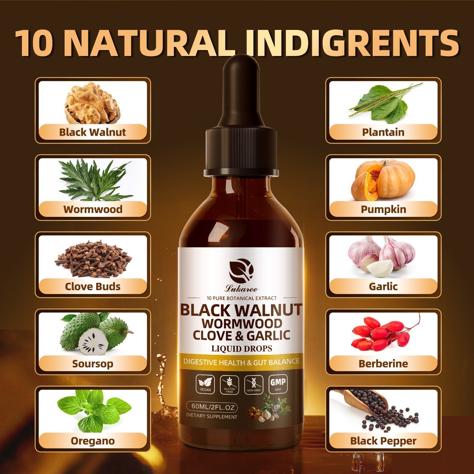 Worm & Parasite Cleanse, Black Walnut, Wormwood Clove Plus Oregano Garlic
