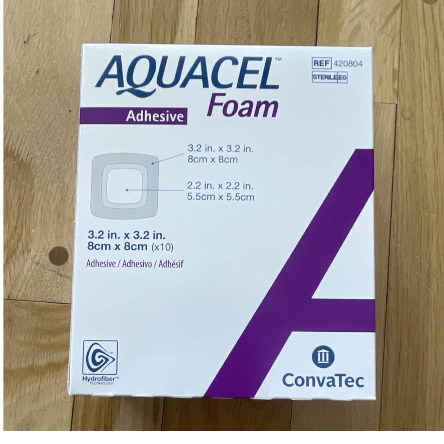 ConvaTec AQUACEL Foam Sterile Adhesive Silicone Dressing 3.2×3.2in 10pk 420804