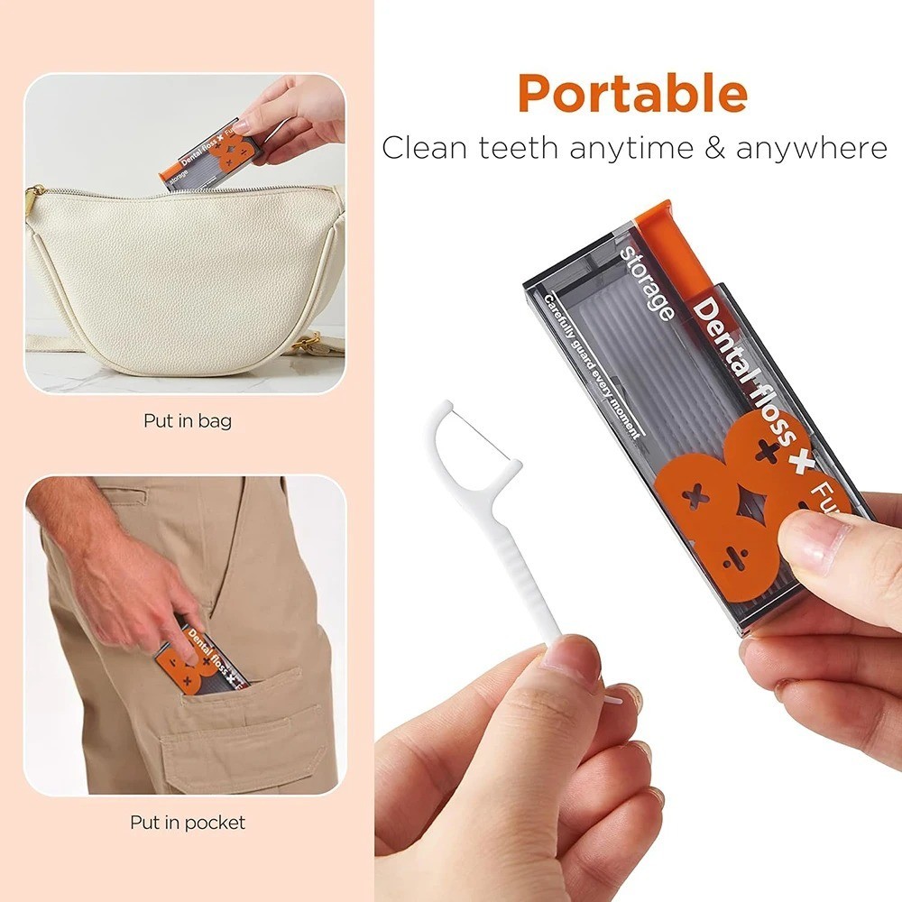 Compact Oral Care Floss Dispenser with 10 Picks – Perfect for Travel and Dining