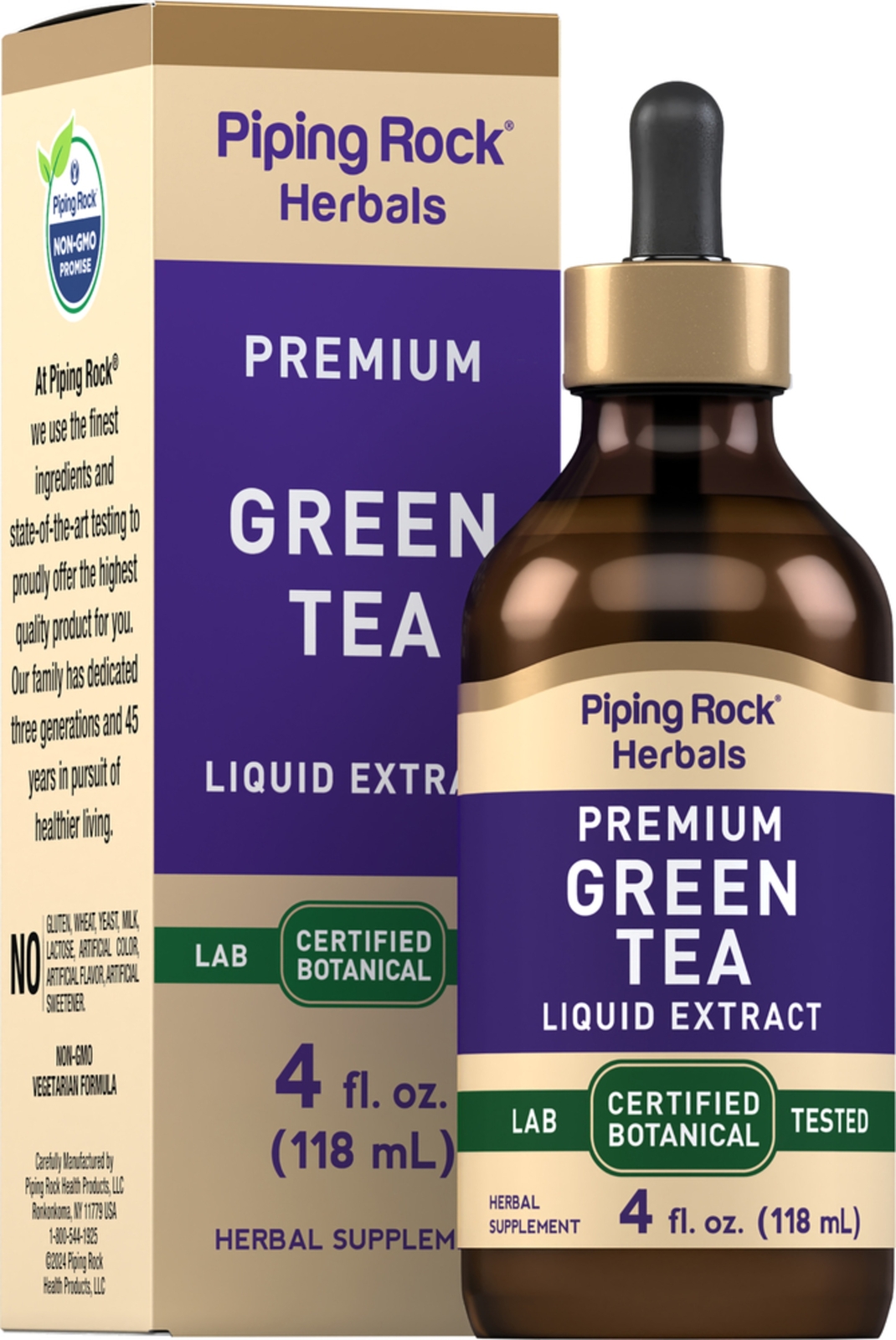 Green Tea Extract Liquid | 4 Fl Oz | Herbal Supplement | by Piping Rock