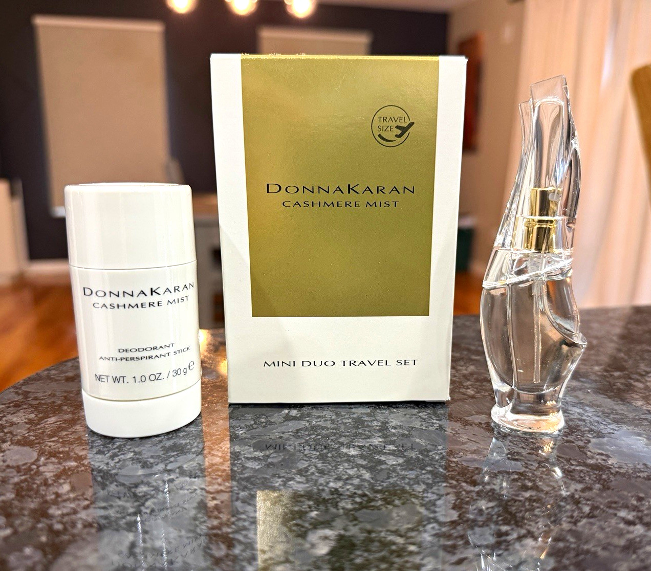 Donna Karan Cashmere Mist Travel Duo Set: 0.25 fl oz EDP Spray + 1 oz Deo