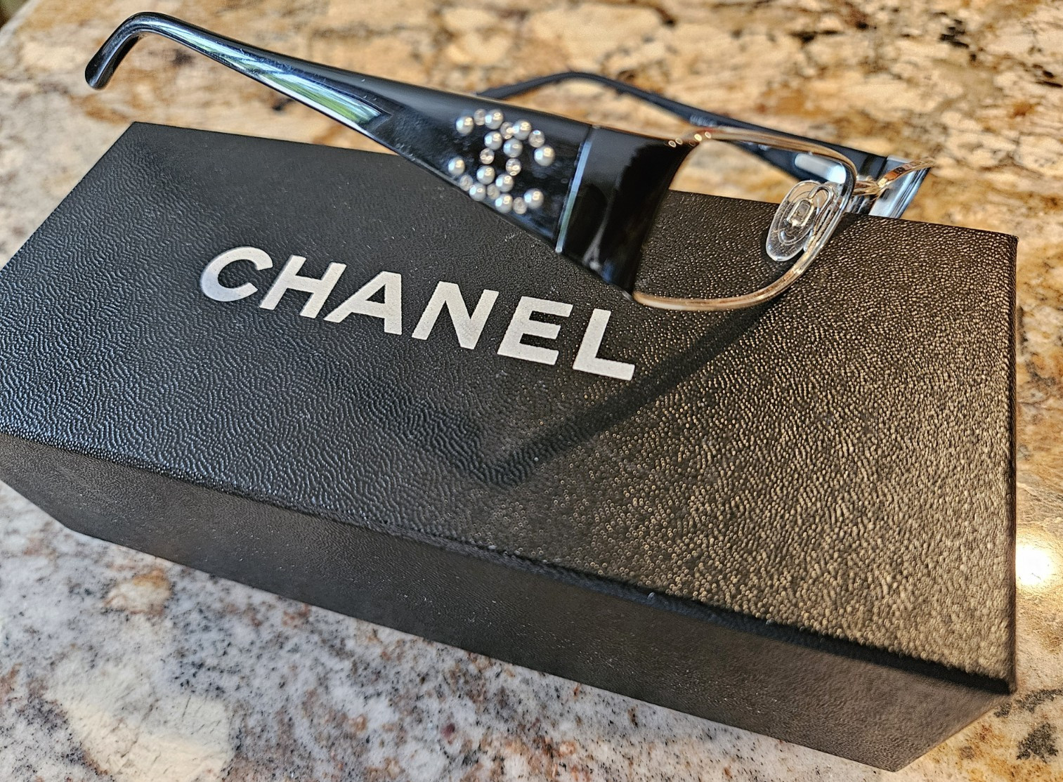 CHANEL CH 2188-H-B 127 50/16 mm Black Pearl Eyeglasses Frame & Box Italy