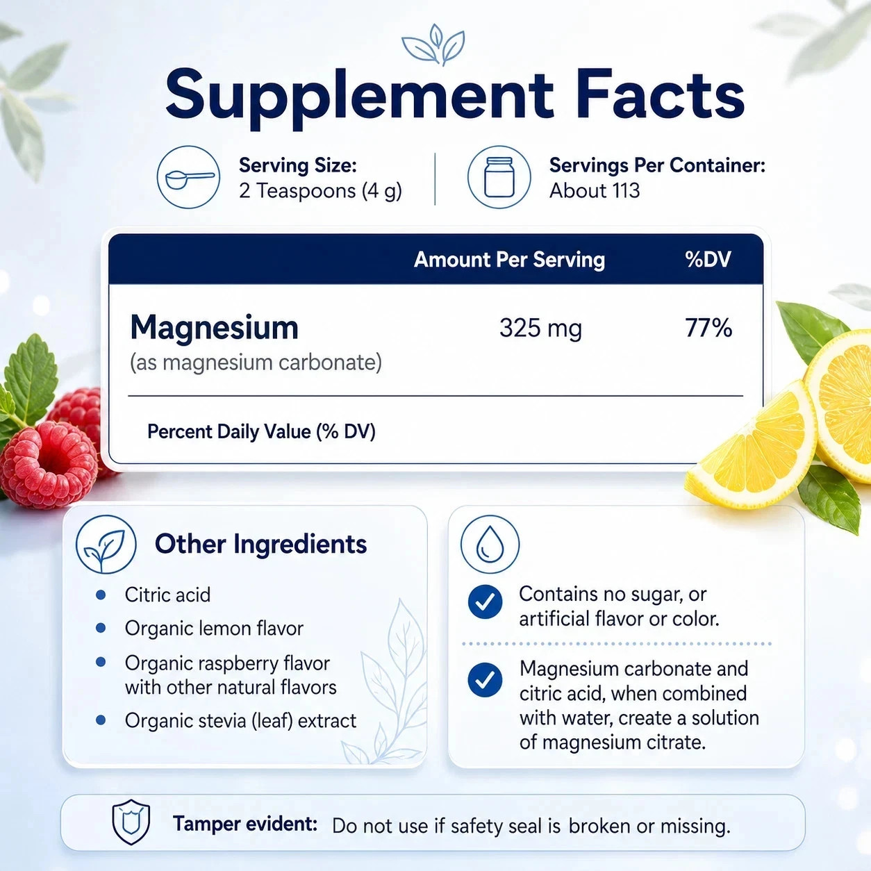 Natural Vitality Calm Magnesium 16oz Powder | Raspberry Lemon Flavored Suppleme