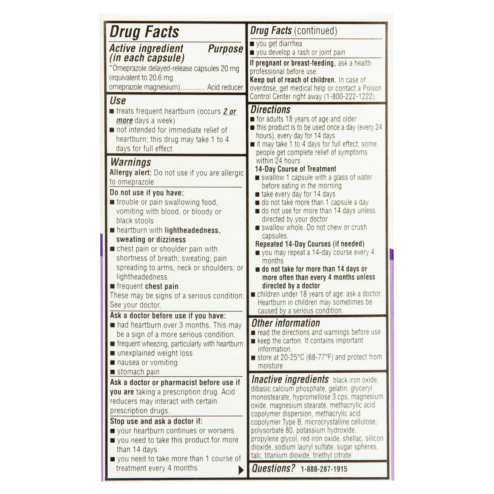 Equate Omeprazole Delayed-Release Acid Reducer Capsules, 20 mg, 42 Count