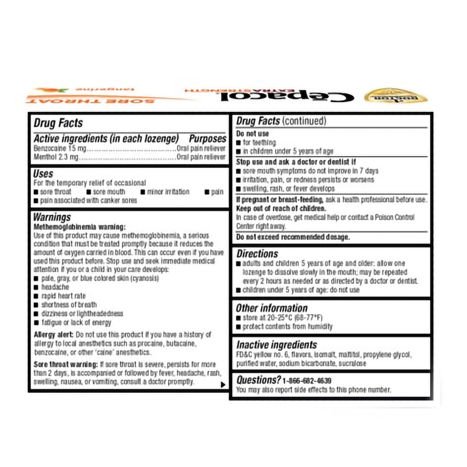 Reckitt Benckiser Cepacol Extra Strength Benzocaine / Menthol Sore Throat Relief