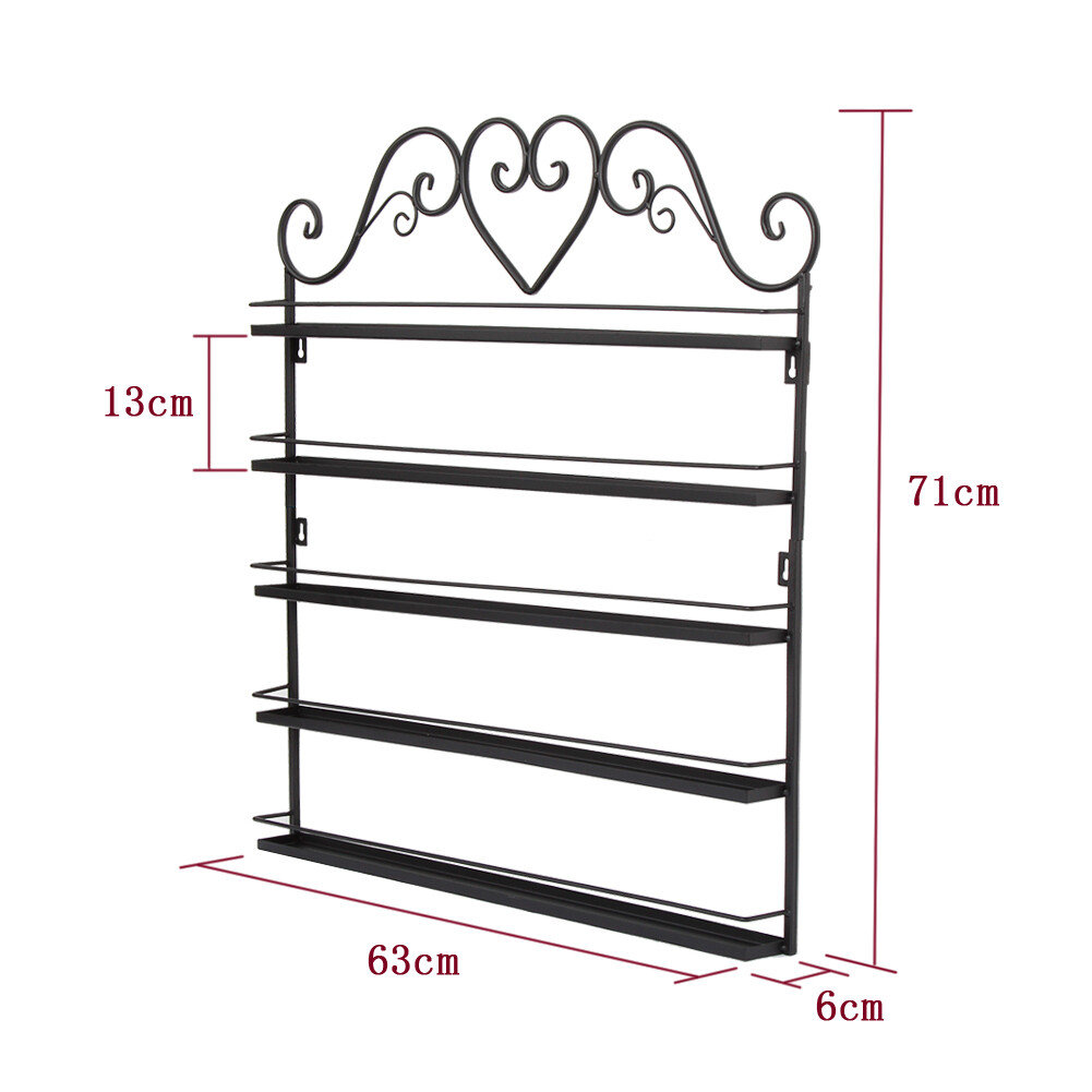 Combination Metal Nail Polish Display Organizer 5 Tier Wall Rack Holder Black US