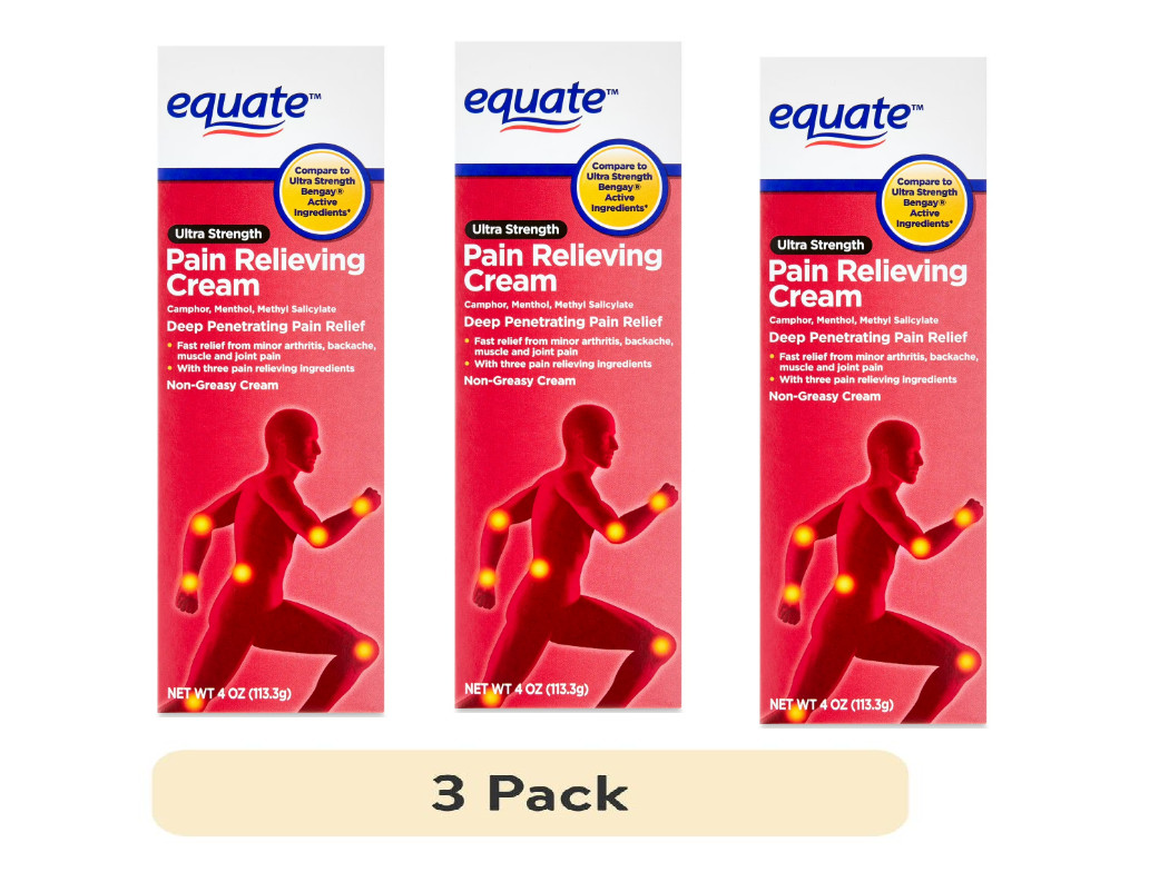 Equate Ultra Strength Pain Relieving Cream, 4 oz (3 Pack)