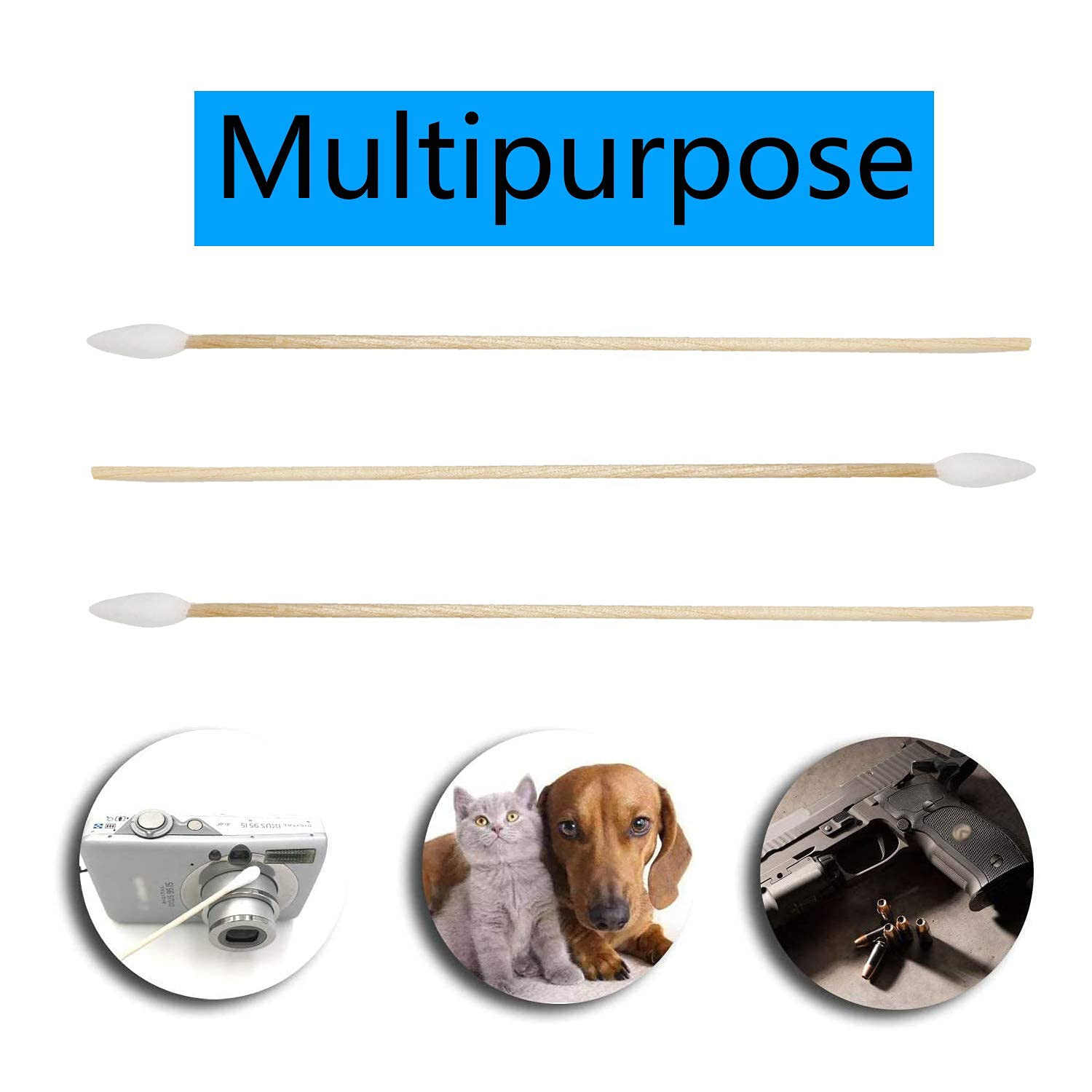 Cotton Swabs Swab POINTED TIP Q-tip 500 Pieces 6″ Wood Handle Makeup Pets Ears