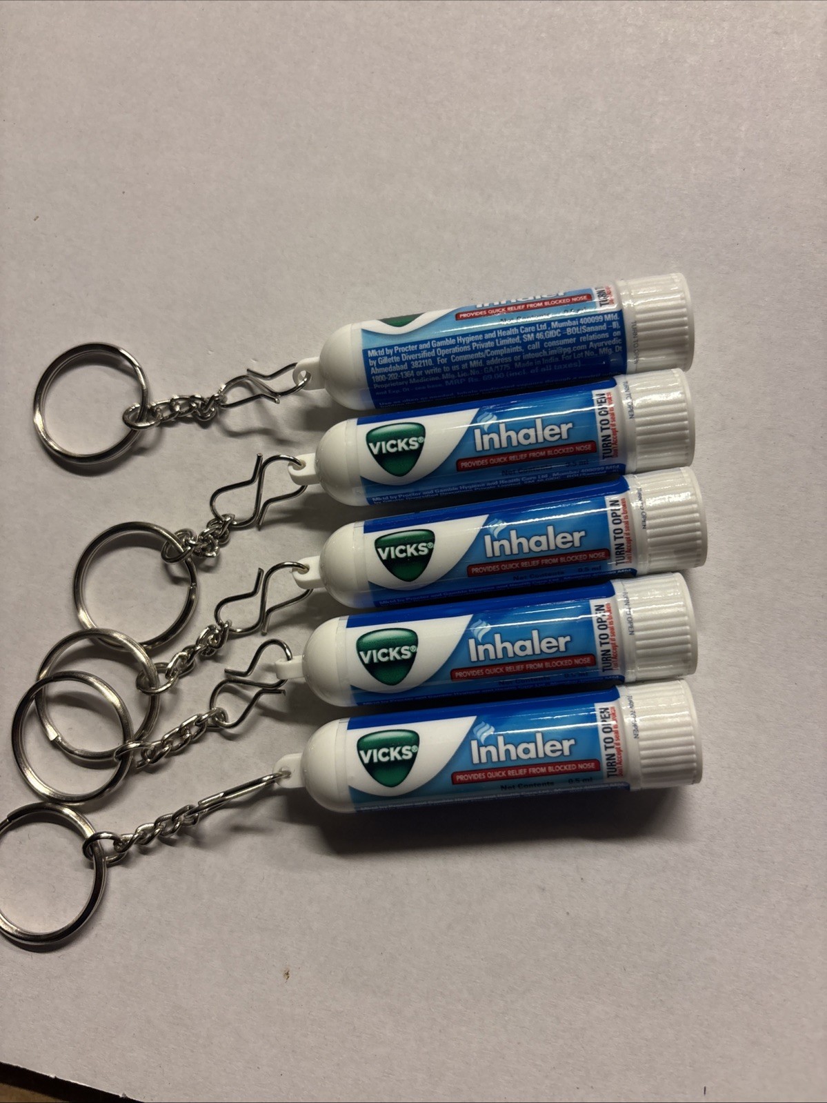 Vicks Vapor Inhaler Keychain Pack of 5 Menthol Nasal Relief Exp 07/31/26