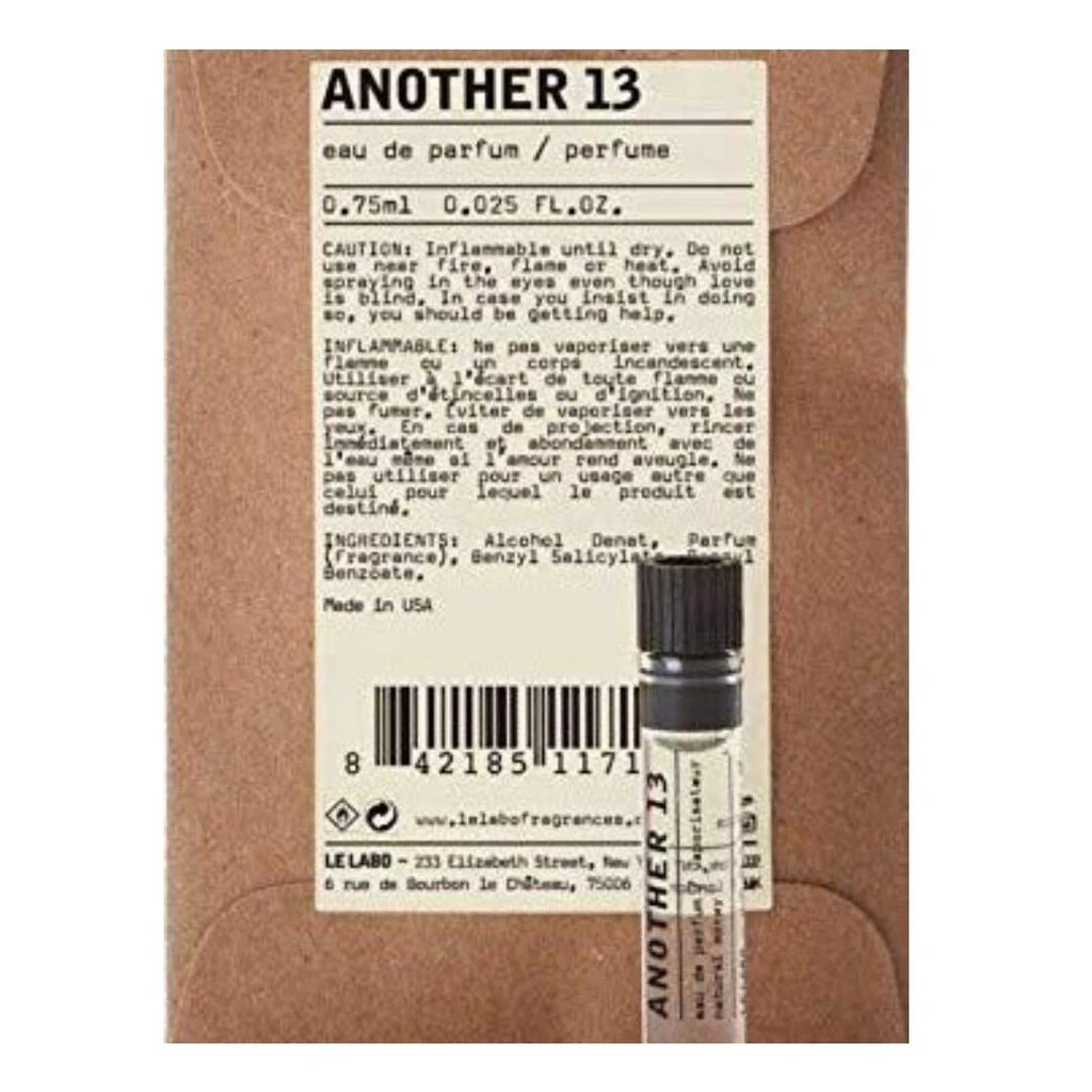 Le Labo ” Another 13 ” Eau de Parfum Splash Sample Vial 0.025 oz /0.75ml New